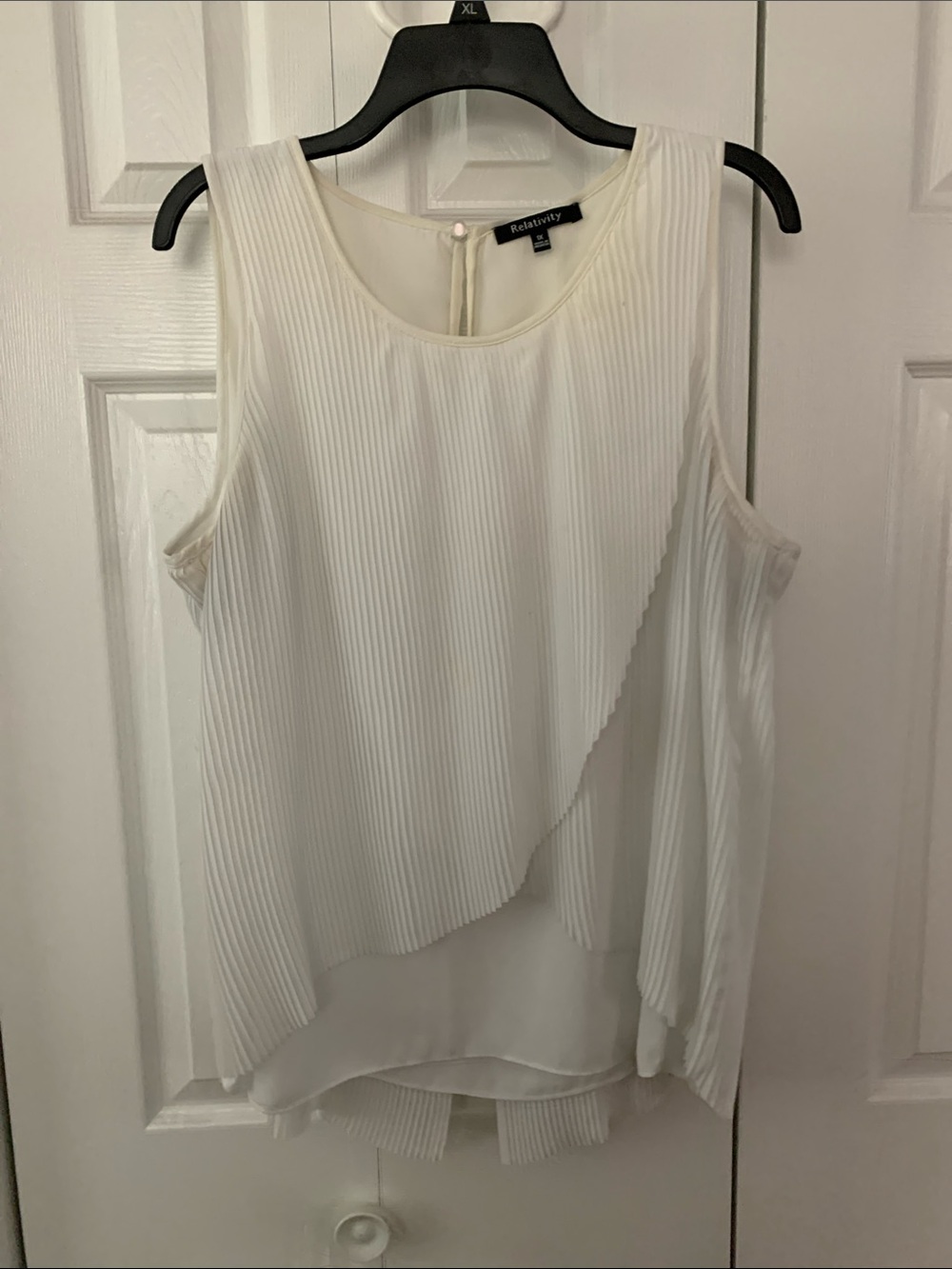Relativity Cream Pleated Layered Sleeveless Top